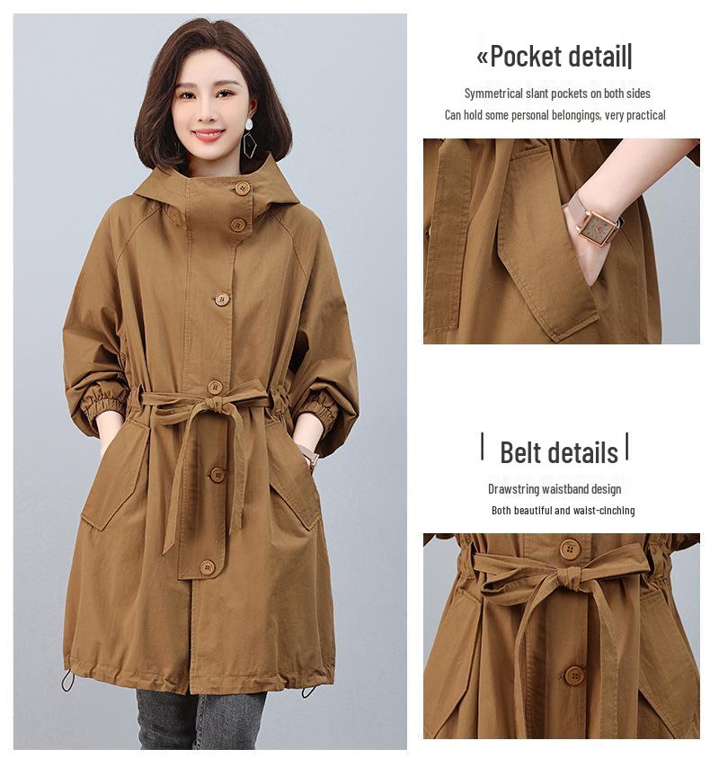Plus Size Mid-Length Trench Coat for Women - 2024 Autumn Fashion, Loose-Fit & Slimming Design
