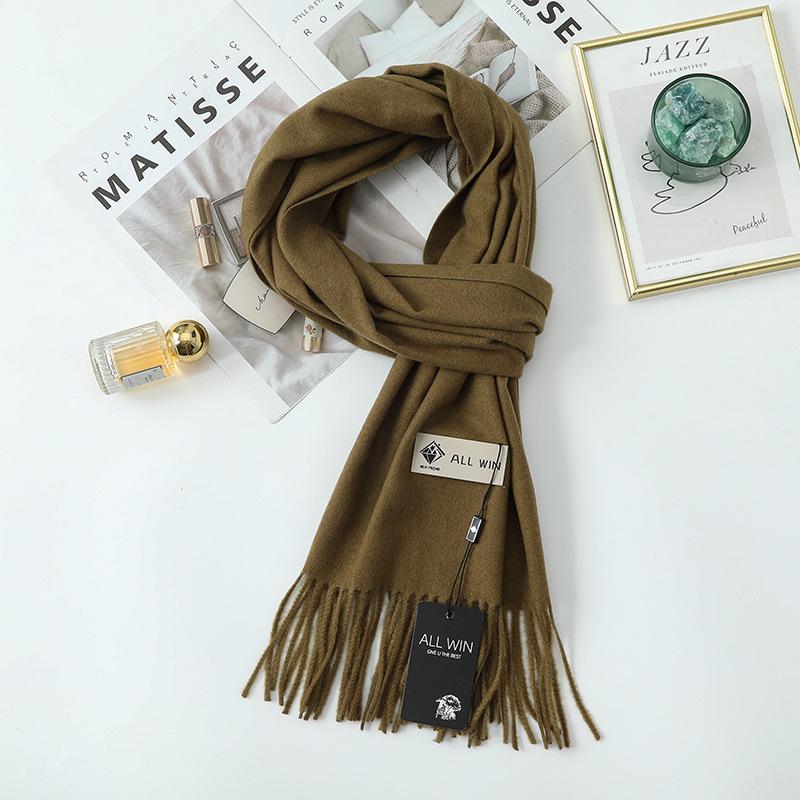 High-End Women's White Cashmere Wool Scarf Shawl - Winter 2025 Collection