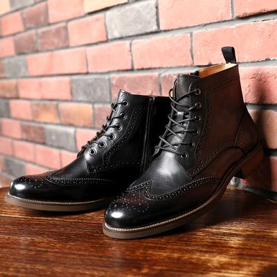 816301H Upgraded Zipper Men'S Brock Carved Business British Style Men'S Shoes Leather Boots Men'S Martin Boots