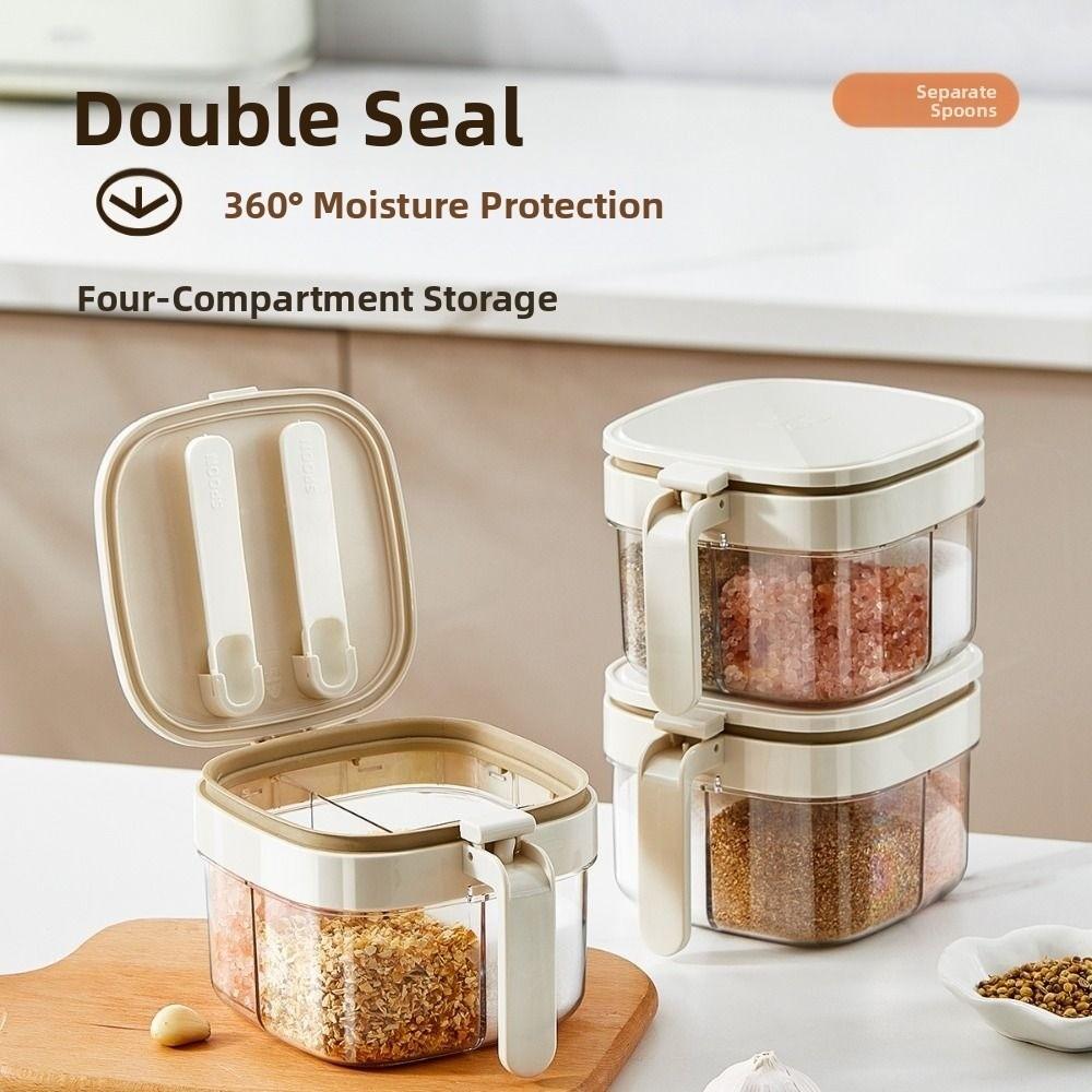 Glass Sealed Seasoning Jar Push-type Condiment Storage Container  Home Cooking