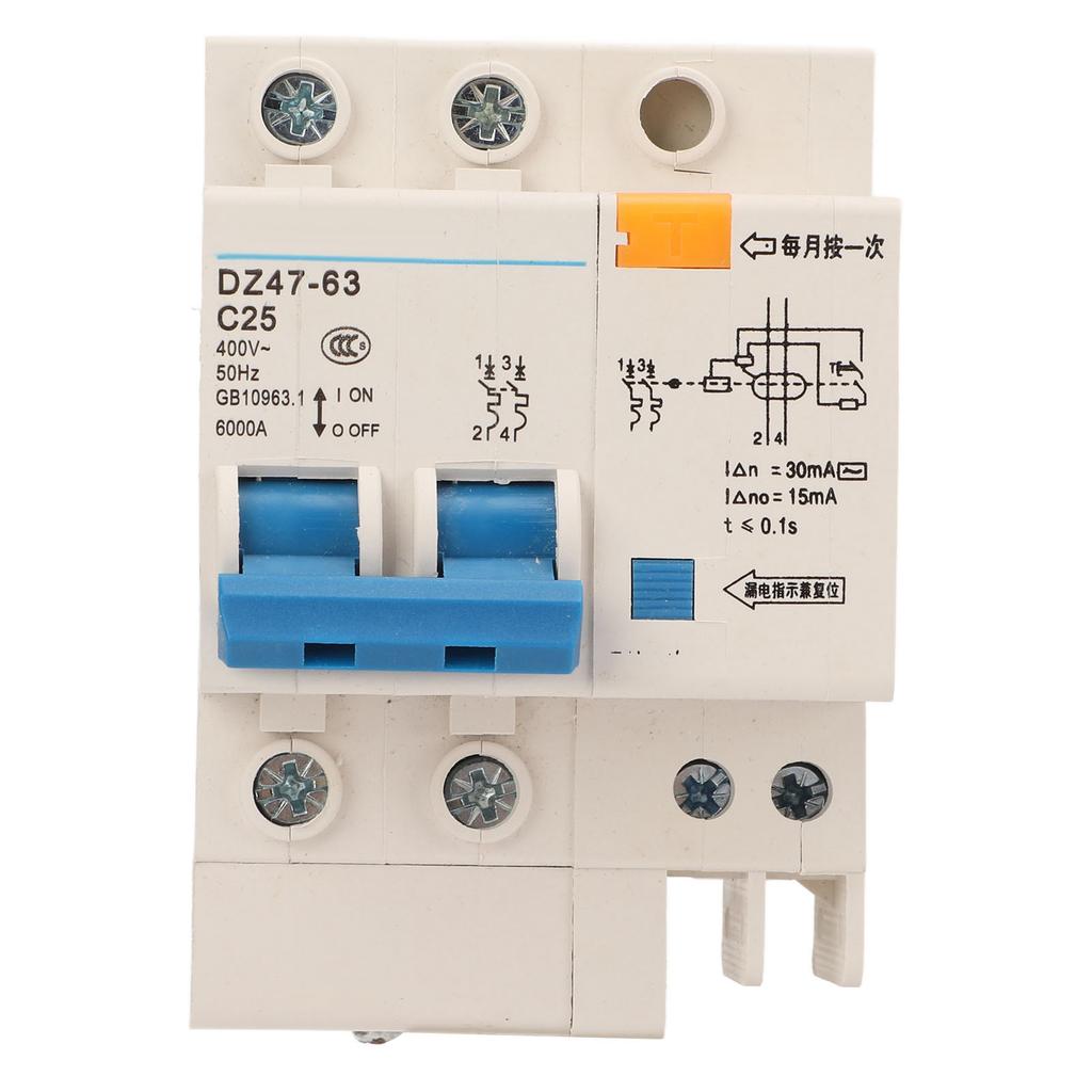 Miniature Circuit Breaker Pa66 Shell Modular Construction 2P Current Circuit Breaker Breaking Capacity 6000A 400V 25A