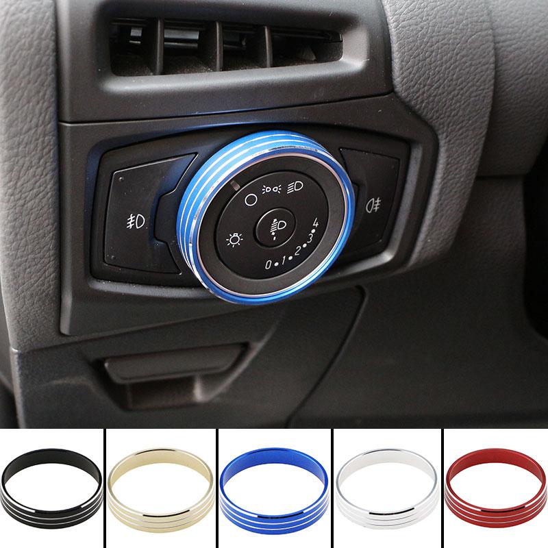 Color My Life Stainless Steel Car Headlight Switch Knob Circle Cover Sticker for Ford New Ecosport 2017 - 2022