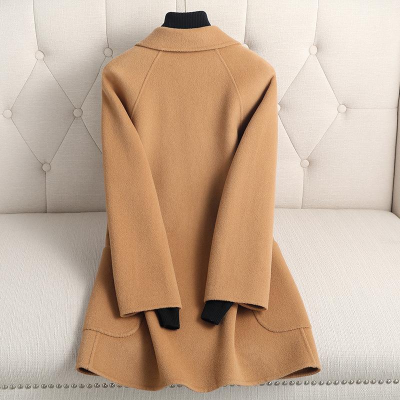Double-sided cashmere coat women's short loose small 100% wool coat women's