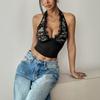Women's Party Nightclub Dating Sexy Slim Lace Solid Neck Tank Top