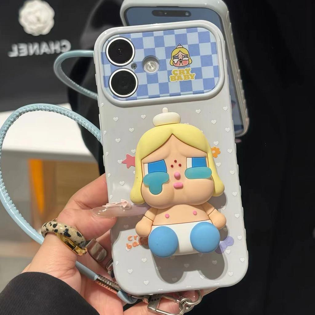 Three-dimensional Doll Mobile Phone Case, Cute Cartoon Flip Window Protective Case, Girl Anti-drop Soft Case with Lanyard