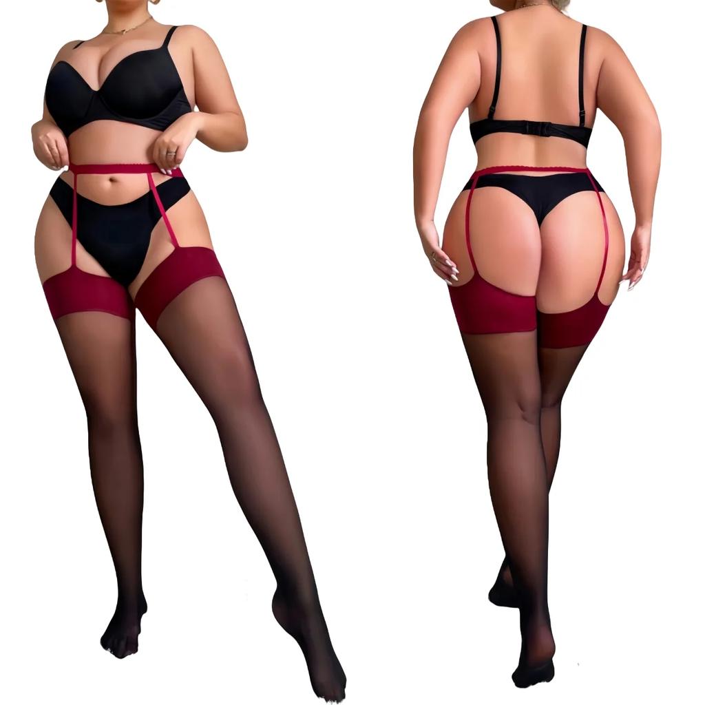 Oversized Women Hollow Black Fishnet Pantyhose Plus Size Knee Thigh High Sheer Sexy Lace Stockings Lingerie Socks Tights 5Xxxxxl