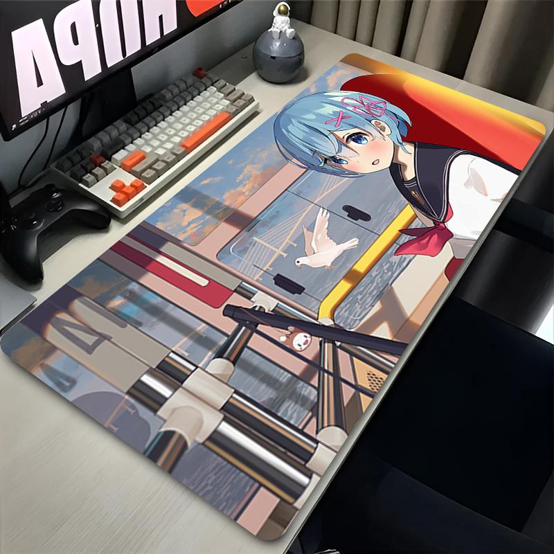 Mauspad Groß Anime Re Zero Verfügbare Größen Schreibtischmatte XXL Büro Gamer Schrank Schreibtisch Gummi-Mauspad für Spiel-PC Tastaturunterlage
