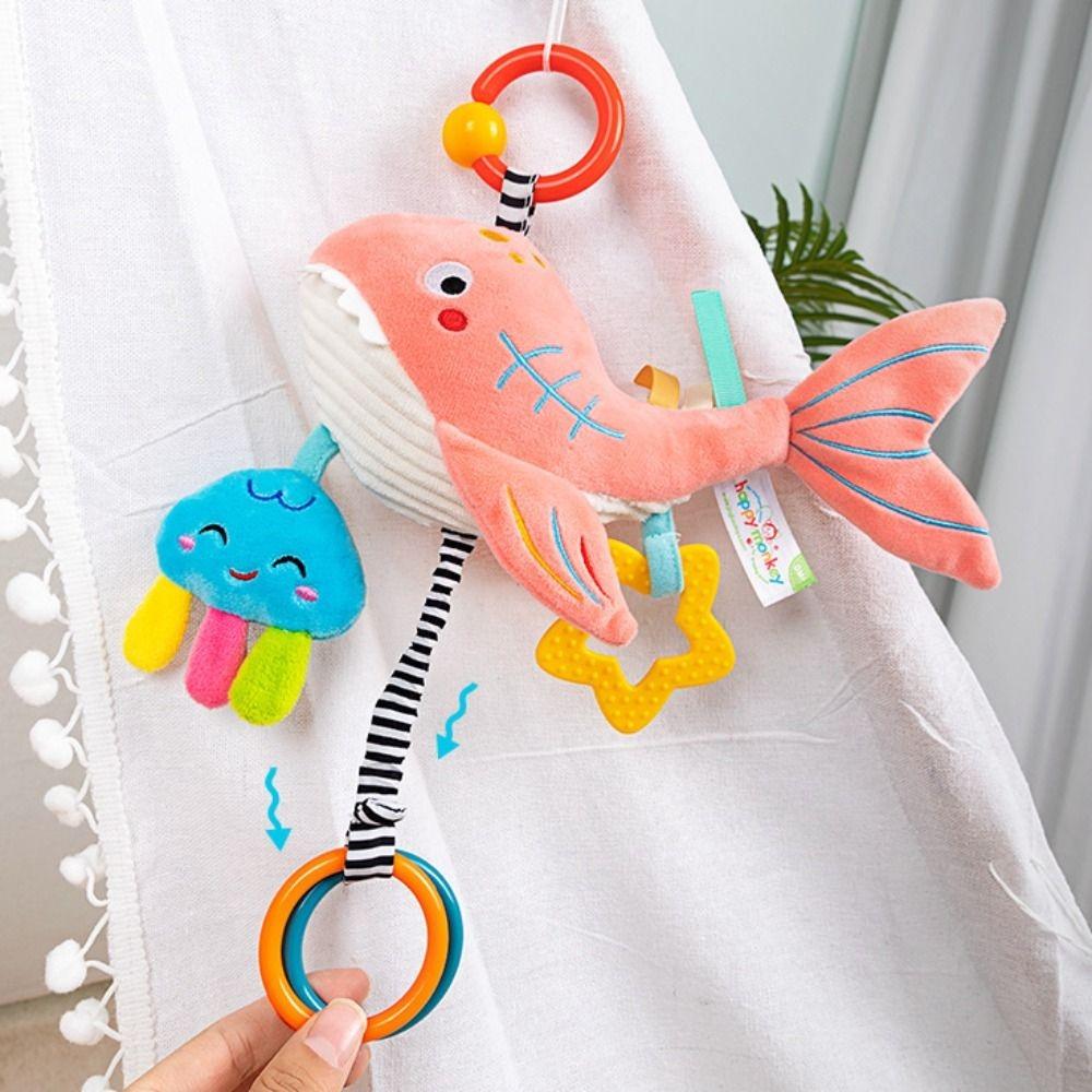 Plush Baby Crib Bell Toys Removable Kids Stuffed Animal Toys Infant Soft Plush Toy for 0-12 Months