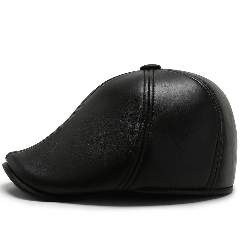 Cap Men's Autumn and Winter Baseball Cap Leather Cap Forward Cap Cold Warm Ear Protector Hat