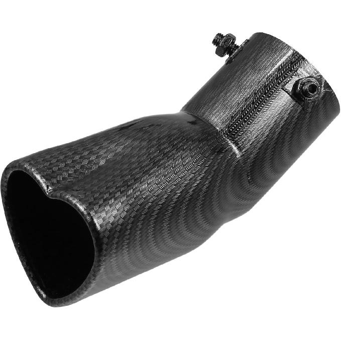

Car Exhaust Tip Heart Shaped Tail Pipe 2.48Inch OD 2.64x2.36Inch Outlet 7.48Inch Length Curved Bolt-On Muffler Tip Metal Carbon Fiber Pattern Black