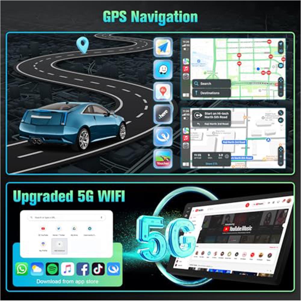 9" Drahtloses CarPlay Android Autoradio, 2+32G, Kompatibel mit Toyota Corolla 2003-2008