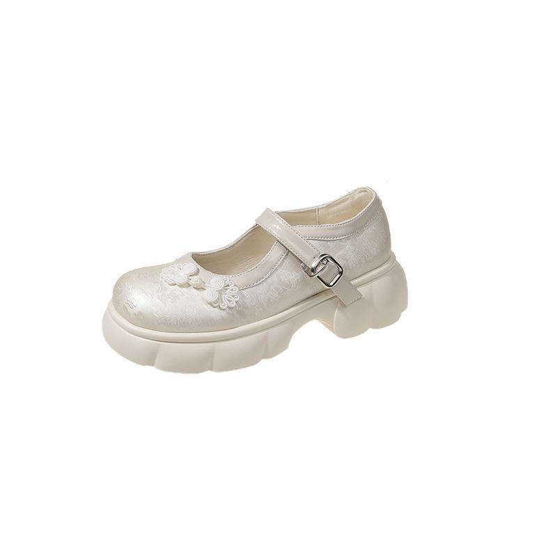 Platform Mary Jane Shoes Women'S College Style Small Leather Shoes Pork Kidney Shoes Coarse Heel Casual Shoes