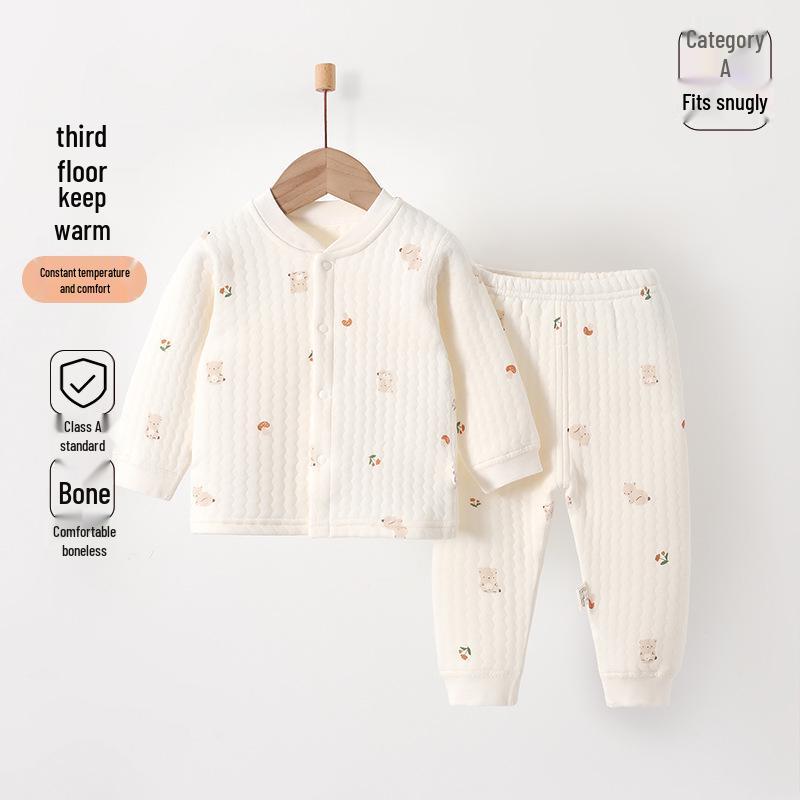 Jingqi Pure Cotton Baby Warm Underwear Set for Boys & Girls - Autumn & Winter Collection