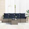 5 Piece Sofa Set with Cushions Grey Poly Rattan