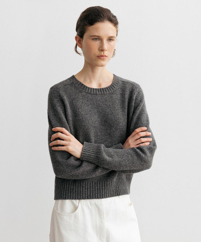 Beullaengkeulumumeon Raglan Crewneck Knit_Melange Charcoal