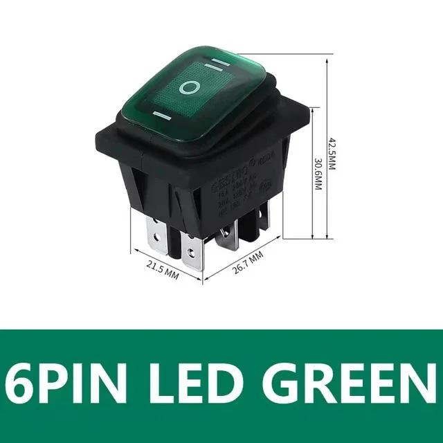 2Pcs KCD4 IP65 Waterproof Rocker Switch 16A 6Pin ON OFF ON Push Switch Car Boat Button Switches with Light