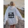 Women'S Shoulder Sleeve Fleece Sweater Plain Letter Print Kangaroo Pocket Drawstring Print Hoodie