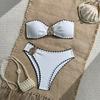 2026 European and American New Solid Color Flower Bud Shell Metal Accessories Split Swimsuit Swimsuit Bikini