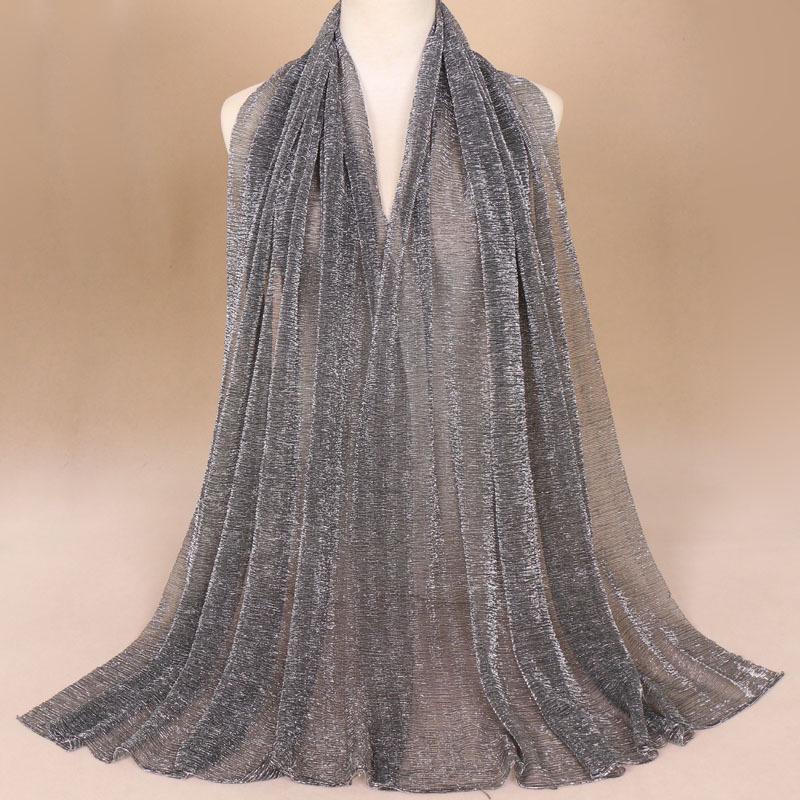 Autumn New Gold Thread Nylon Scarf For Women Girls Solid Color Sunscreen Scarves Soft Foulard Viscose Female Wrap Shawls