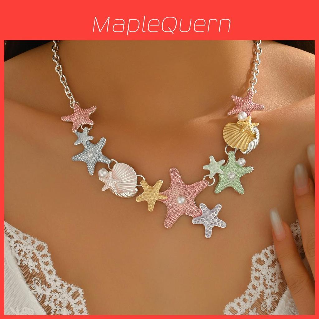 Shell Necklace For Women With Pearl Lock Pendant Beach Style Summer Accessories