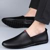 Spring New Men's Flat Bottomed Loafers Massage Sole Commuting Versatile Men's Driving Shoes Interview Business Leather Shoes