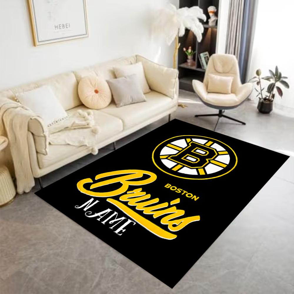Boston Bruins Fan Gear Personalized Text Floor Mat Perfect for Balcony Decorate room Playrooms Living Rooms Antislip Carpet Anime Office Decor