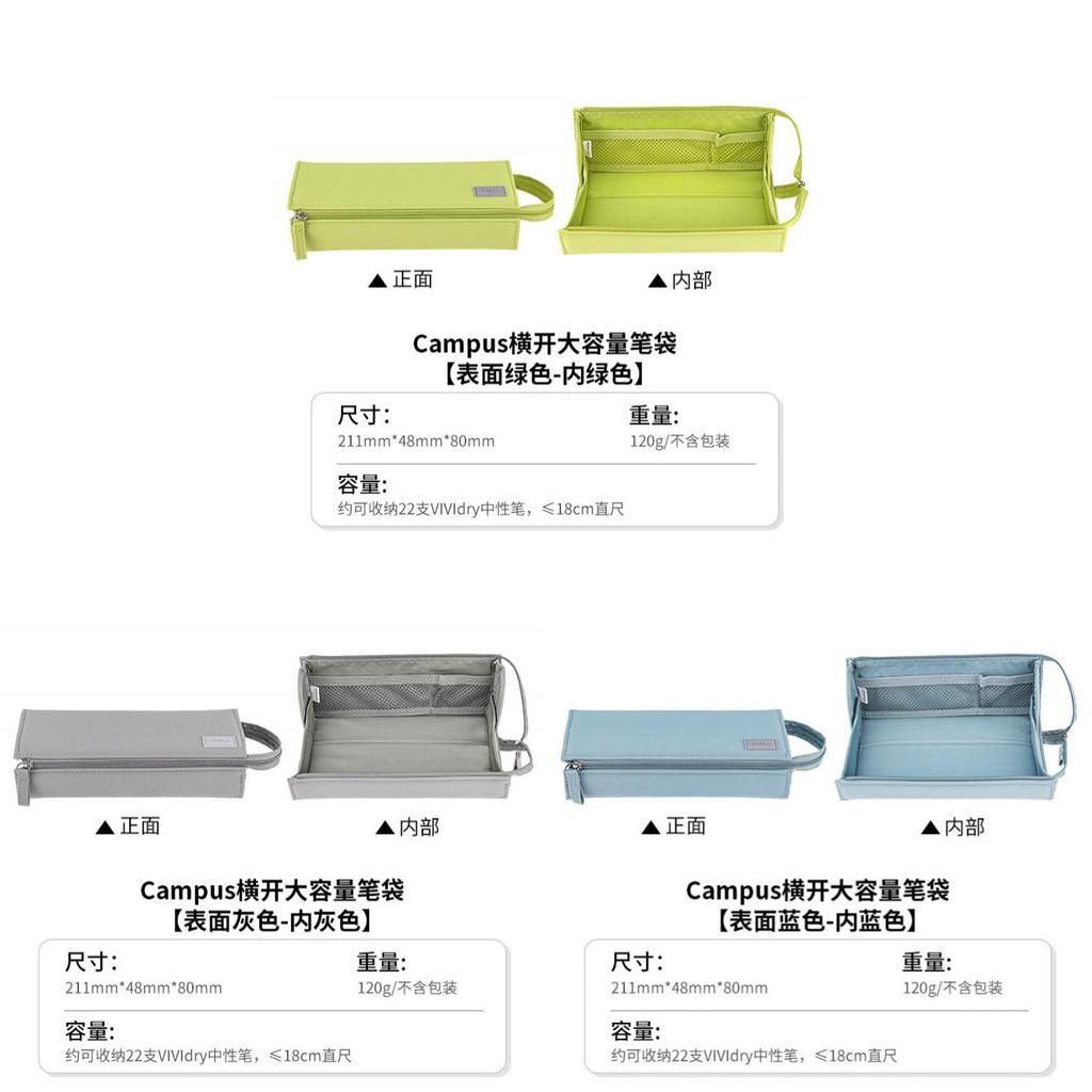 Canvas Large Capacity Pencil Case With Wide Opening For Students And Office Use