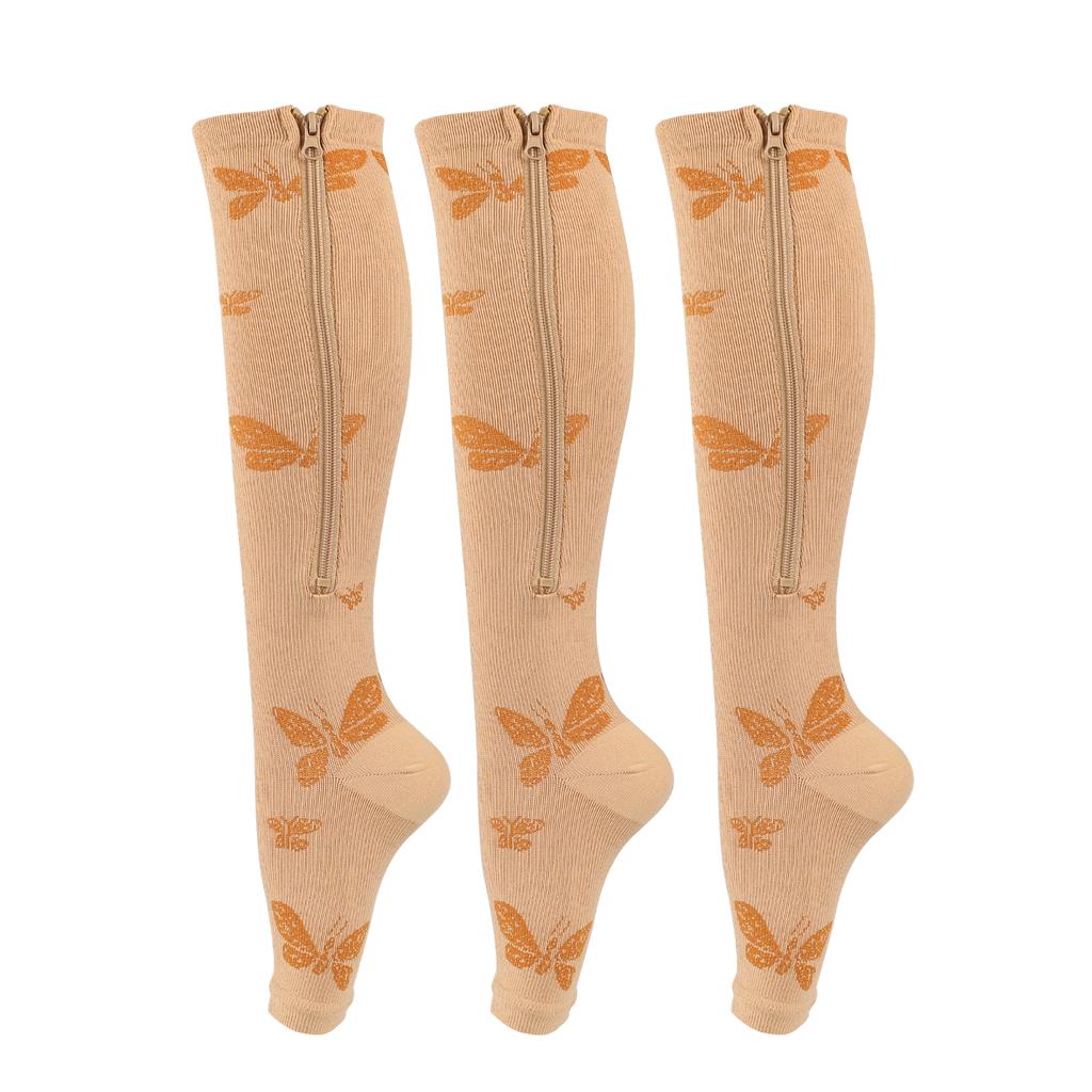 3 Par Kompressionsstrumpor Herr Damer Löpning Fitness Cyklar Fottäckning Brun Sportstrumpor Åderbråck Diabetes Graviditetsstrumpor