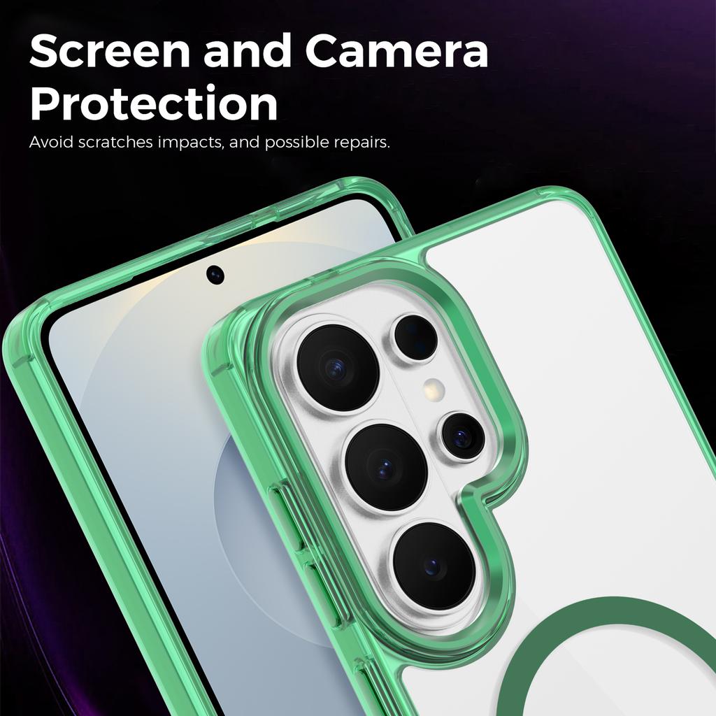 Transparent Magnetic Case For Samsung Galaxy S26 Ultra S25 FE S24 Plus S23 For MagSafe Wireless Charging Metal keys Cover Funda