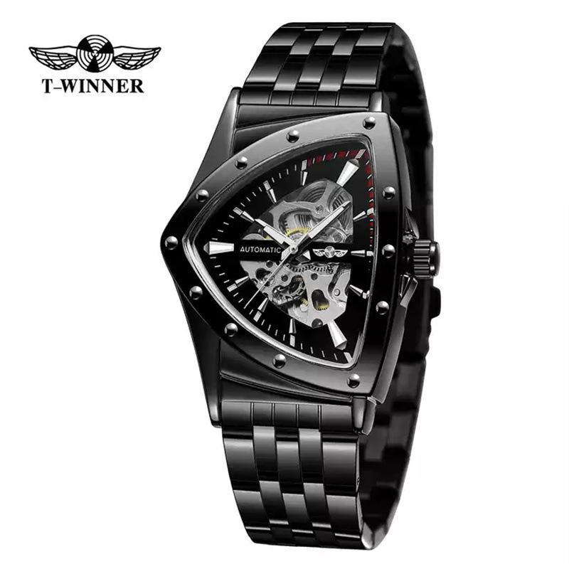 Winner Style Men'S Fashion Casual Hollow Triangle, Automatic Mechanical Watch