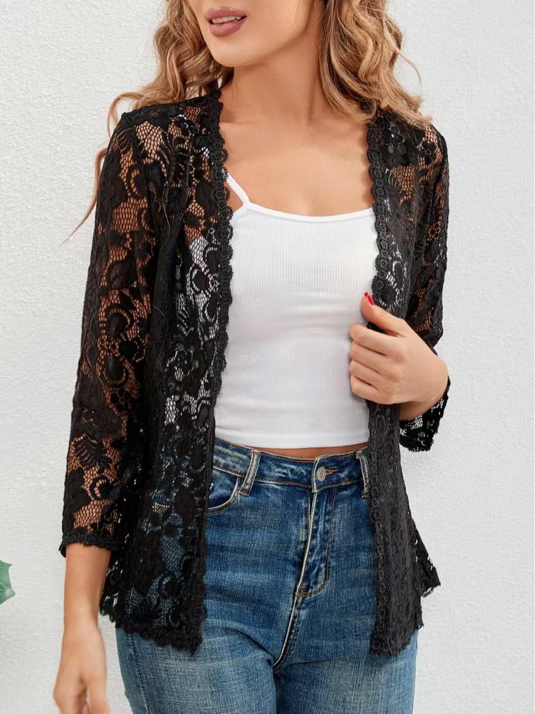 2024 Lace Hollow See-through Sunscreen Cardigan for Beachwear