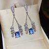 Silver Needle New Chinese Zircon Leaf Water Drop Earrings Light Luxury Premium Sense Earrings Retro Court Style Temperament Earrings Women