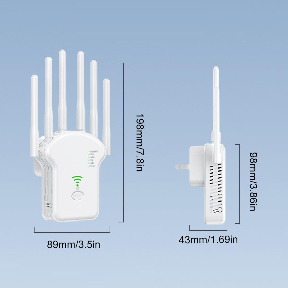 300Mbps/1200Mbps WiFi Signal Repeater Dual-Band 2.4G 5G Antenna Network Amplifier with LAN/WAN Port WPS Router for Home Office