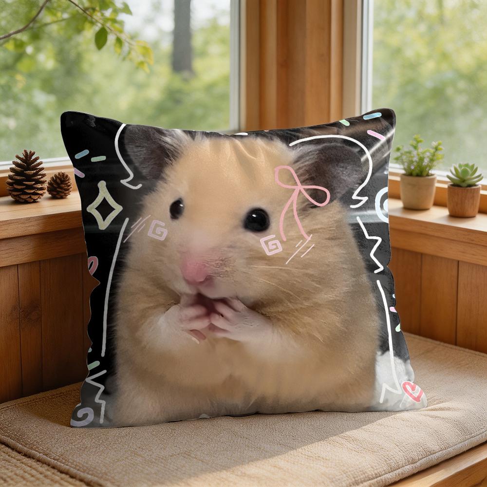 Cute Cat Dog Kawaii Gift Cushion Cover Square Short Plush Pillow Case Living Room Sofa Home Decor Funda X