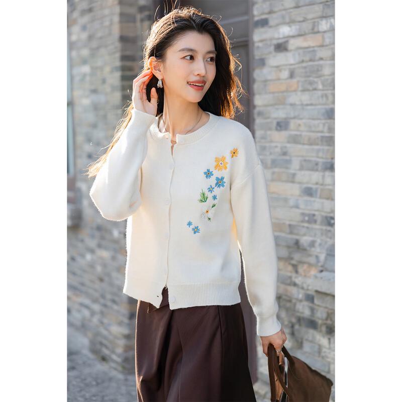 

Mocana Autumn/Winter Embroidered Floral Knit Cardigan Sweater One Size