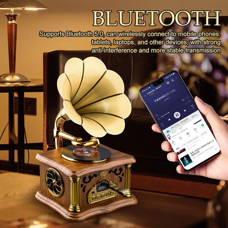 Maillard Style Retro Mini Phonograph Retro Bluetooth Speaker, Furniture Decoration Popular High-Power Speaker