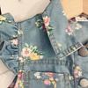 Children's Casual Denim Print Set Fashion Girls' Flared Sleeve Tops and Shorts Kids Floral Printed Two-piece Outfit