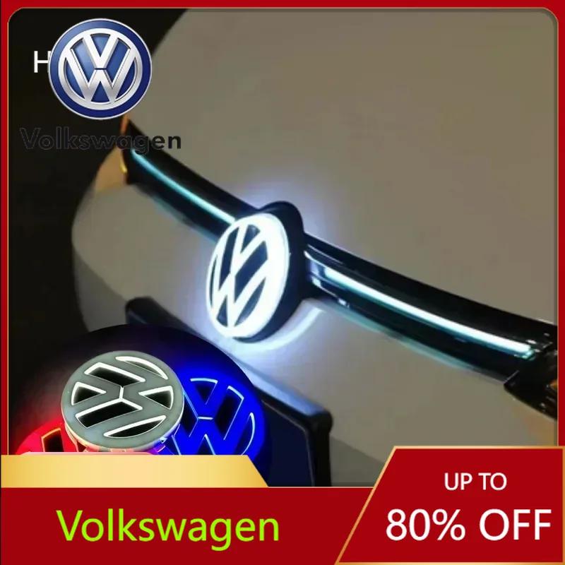 Valve Stems Caps For VOLKSWAGEN VW 11cm LED Car Front Rear Emblem Badge Sticker For VW Polo Golf Jetta Beetle CC Tiguan Touran P