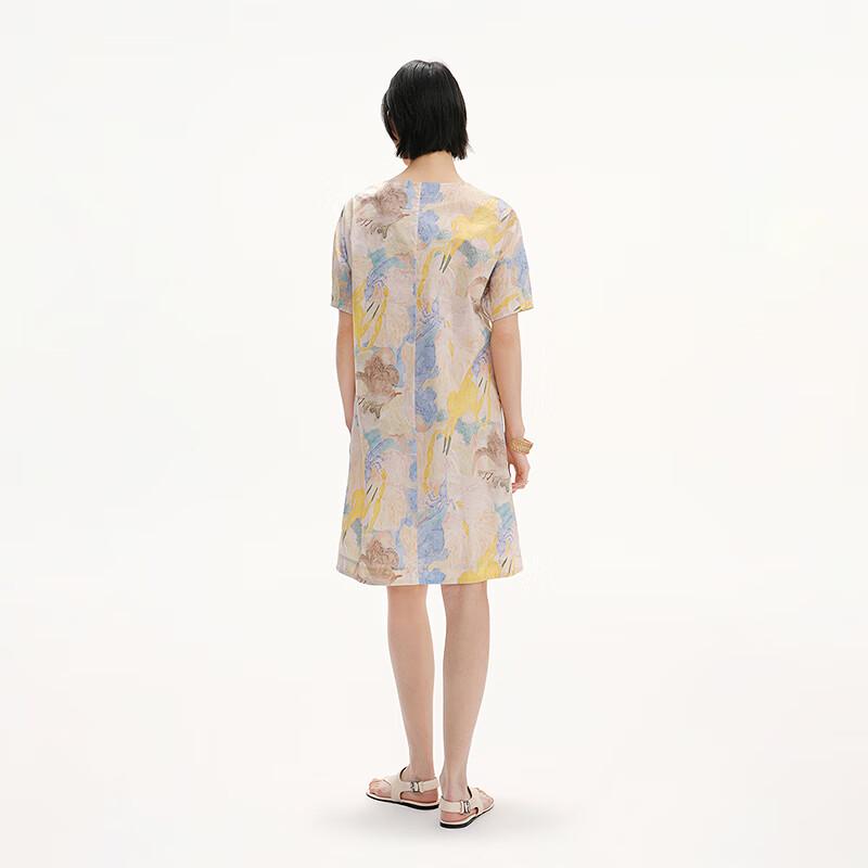 Broadcast Women's Sweet Printed Short-Sleeve A-Line T-Shirt Dress