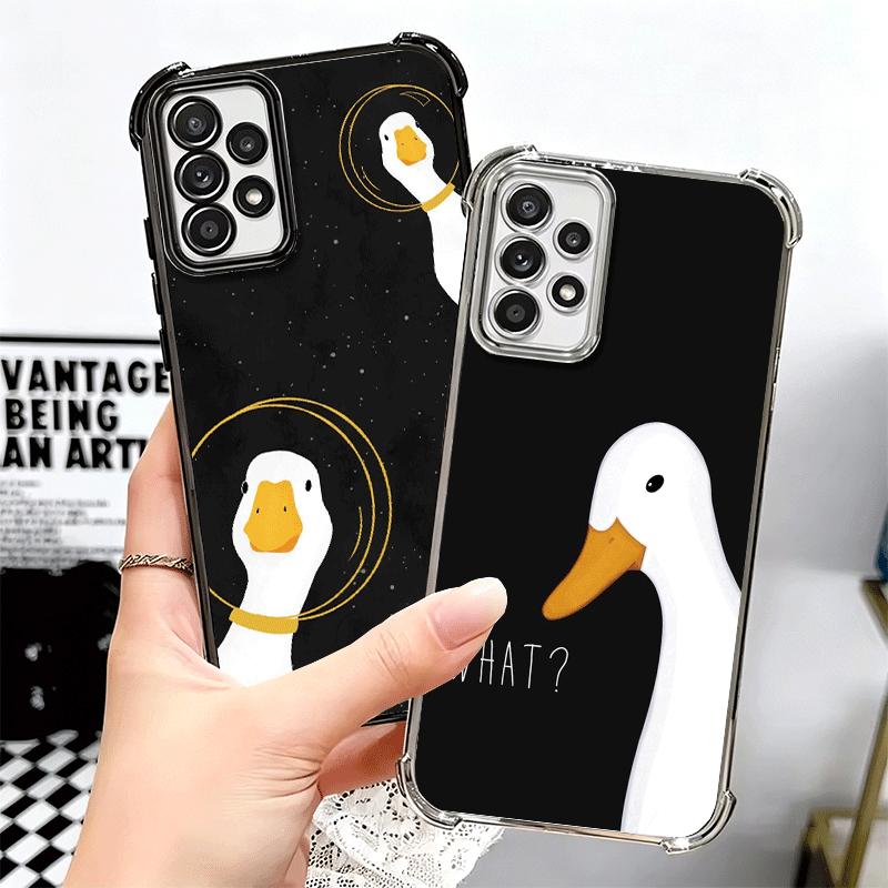 Funny Cartoon Goose Game Plating Phone Case For Samsung A17 A07 A37 A57 A16 A56 A15 A55 A14 A54 A13 A53 A26 A36 A25 A35 A24 A34