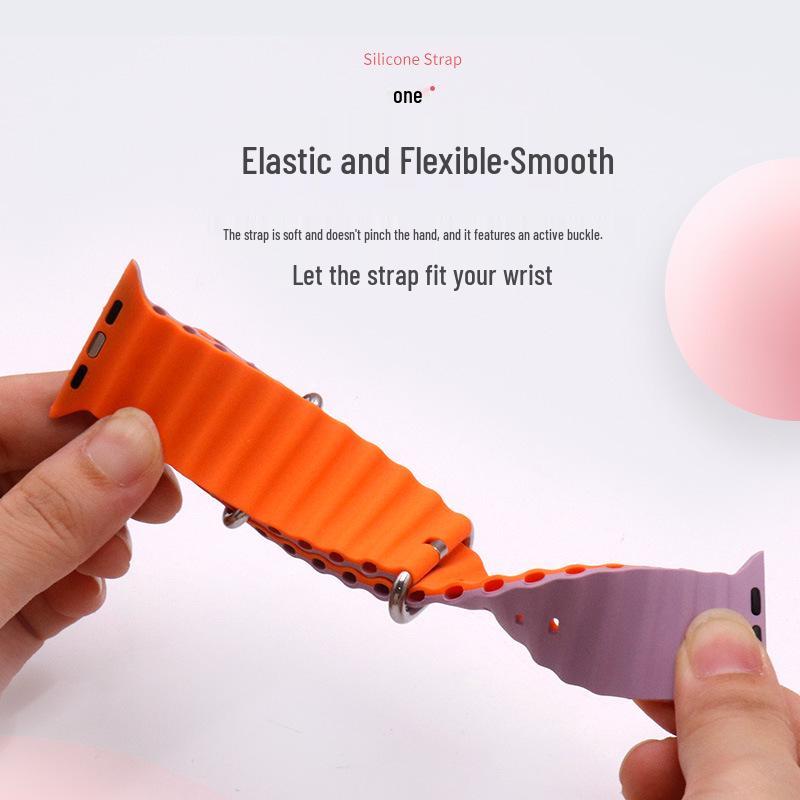 Compatible with Apple Watch 8 Ultra Double Buckle Silicone Ocean Band