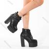Fashion Gothic Boots Women's Solid Color High Heeled Buckle Strap Fashion Women Shoes Punk Style Thick Bottom Retro Lace-up Ankle Boots