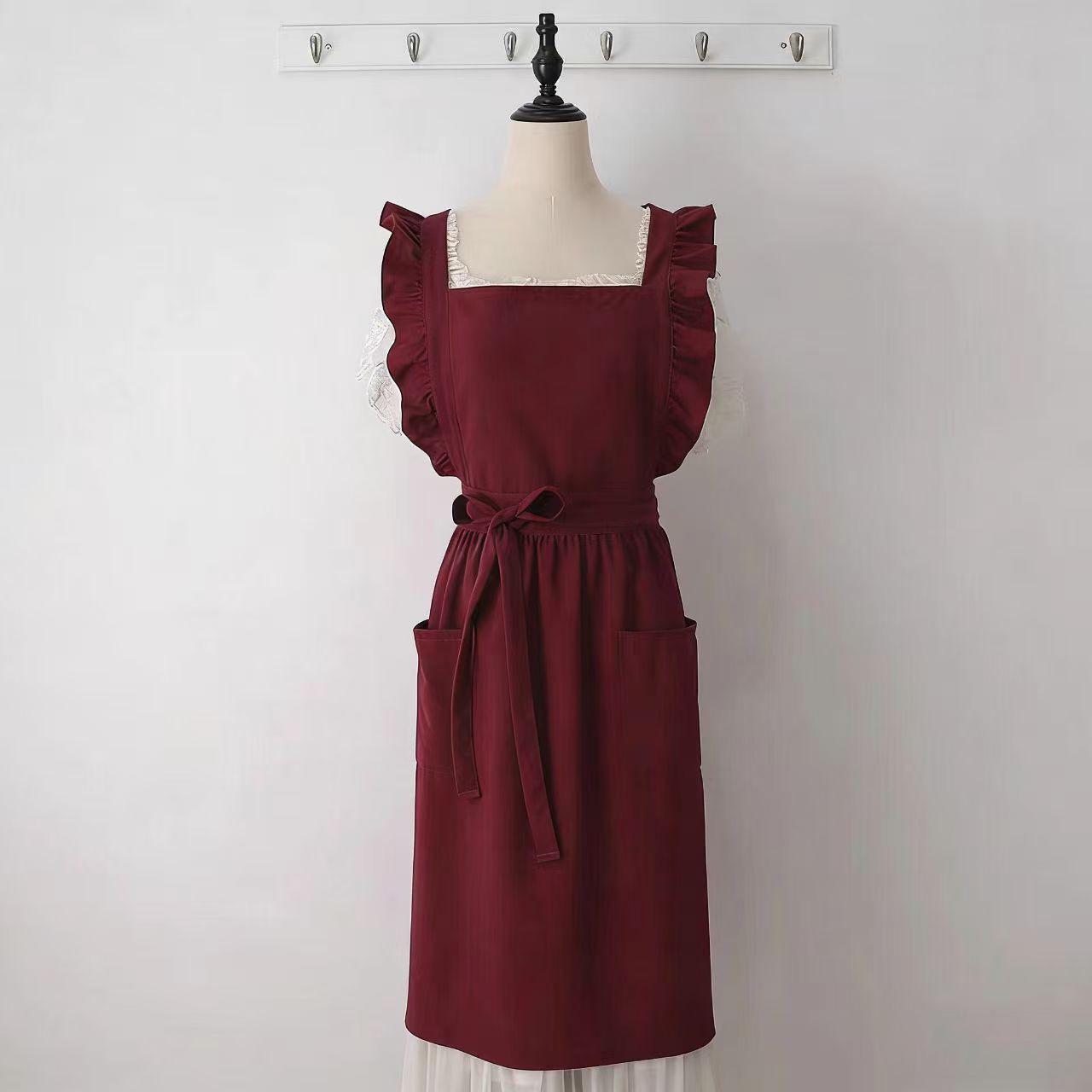 

Plus Size Floral Lace Sleeveless Apron for Nail Art & Baking