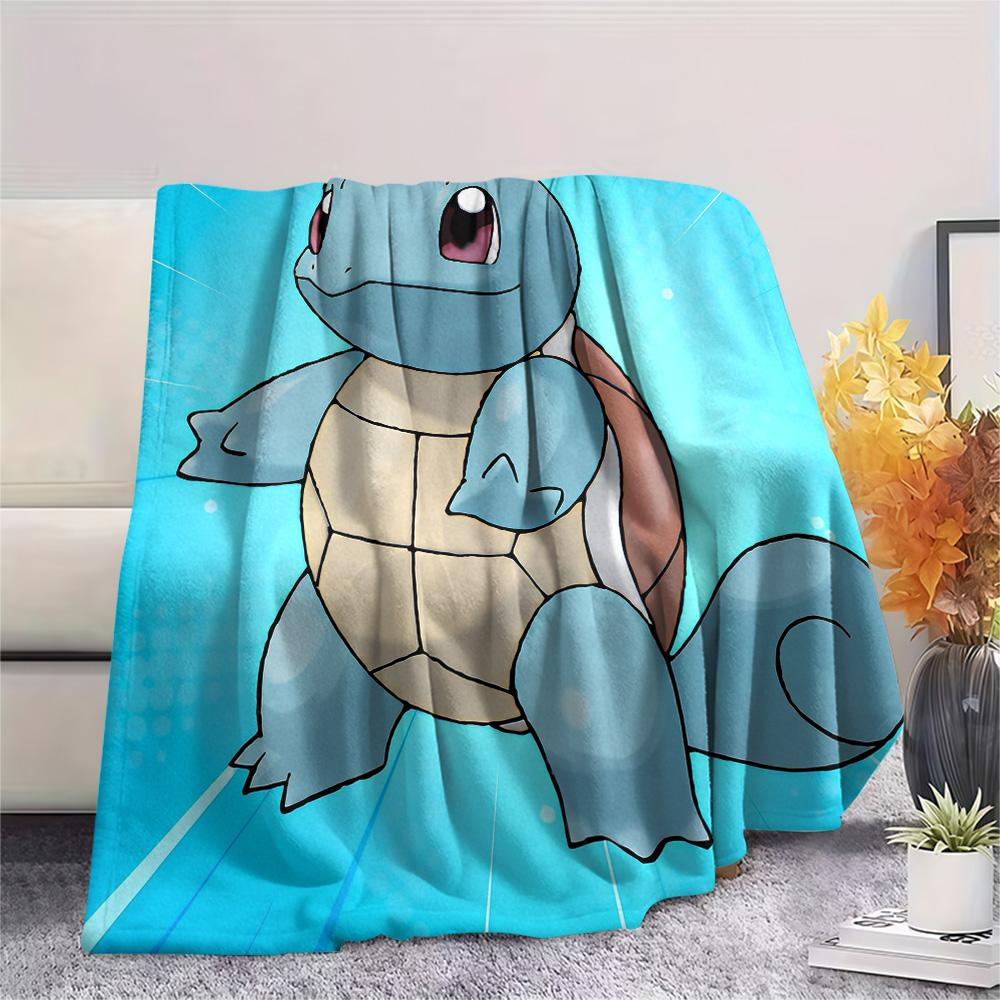 Süße Squirtle-Print Flanelldecke, Hohe Qualität, Bequem für alle Jahreszeiten, Heimdekoration, Wärme und Komfort