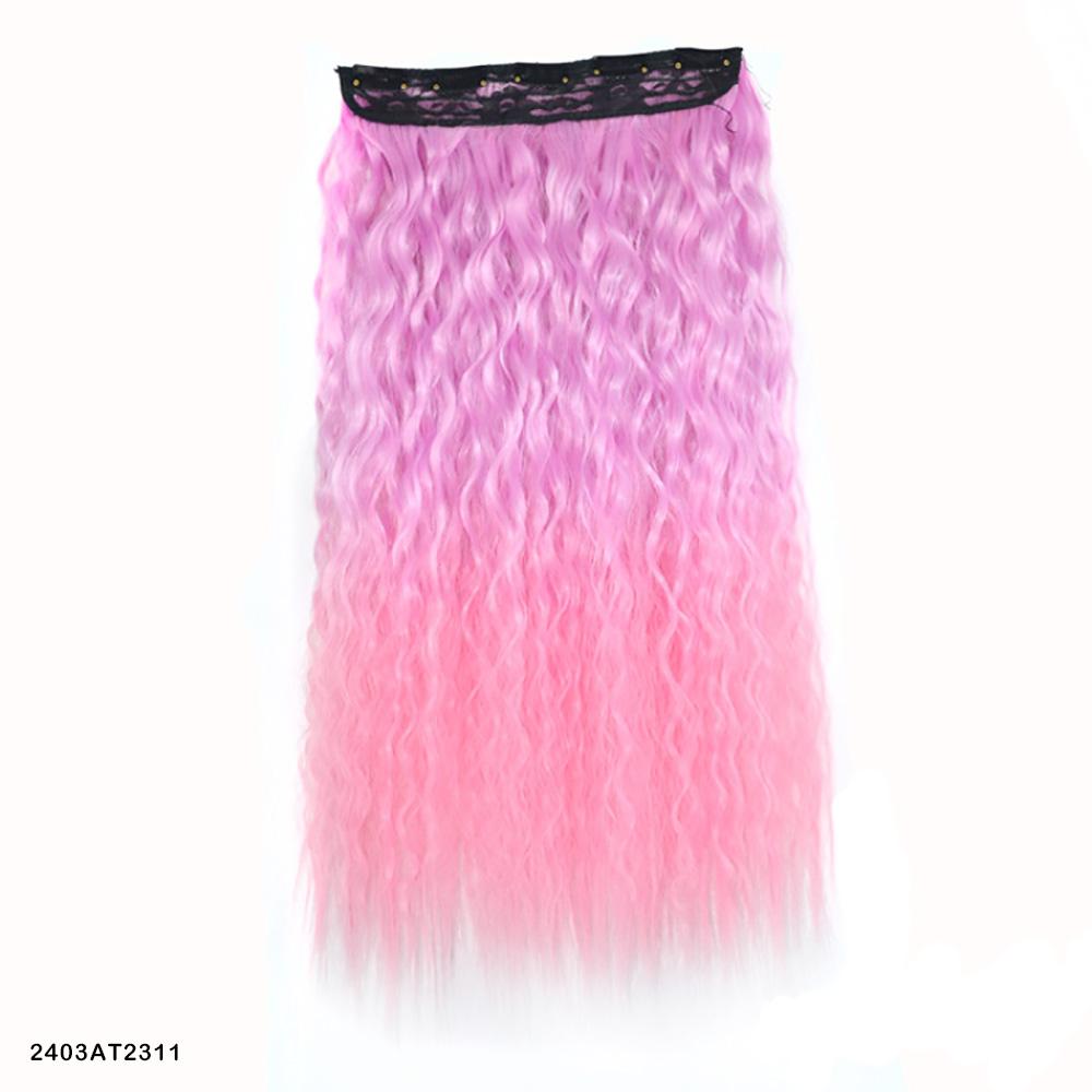 Kinky Curly Hair Clip In Hair Extension One Piece With 5Clips Colorful Ombre Color Cosplay Hairpieces