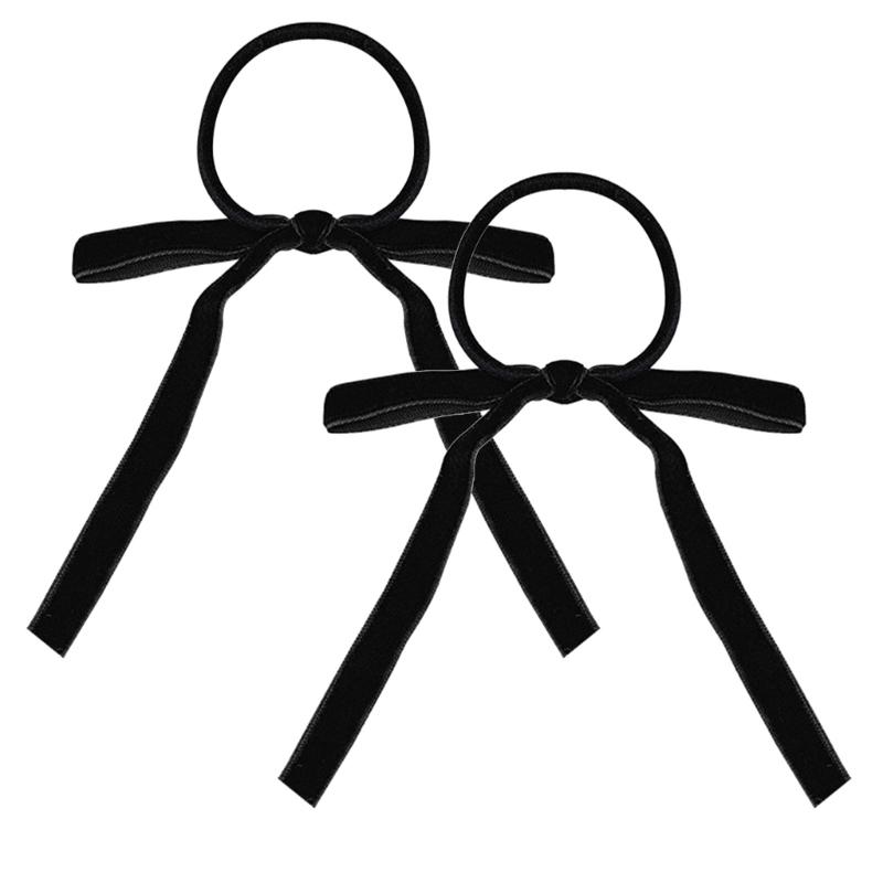 

2pcs Elastic Hair Ropes Ribbon Bowknot Hair Scrunchy Ponytail Hair Scrunchies Hair Ropes for Girls Hair Decors 1 чёрный