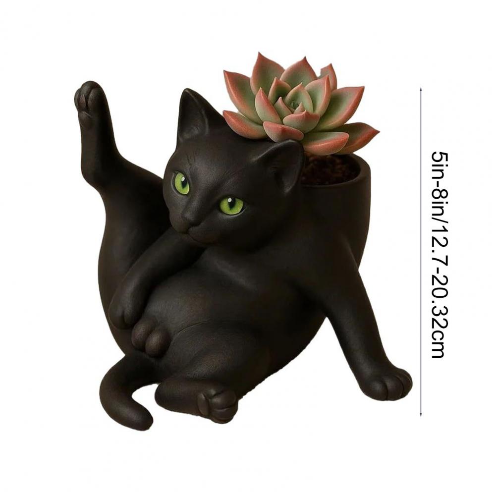 Grooming Cat Flowerpot Small Plant Pot Adorable Cat Planter Pot for Succulents Herbs Mini Flower Pot for Home Garden Decoration
