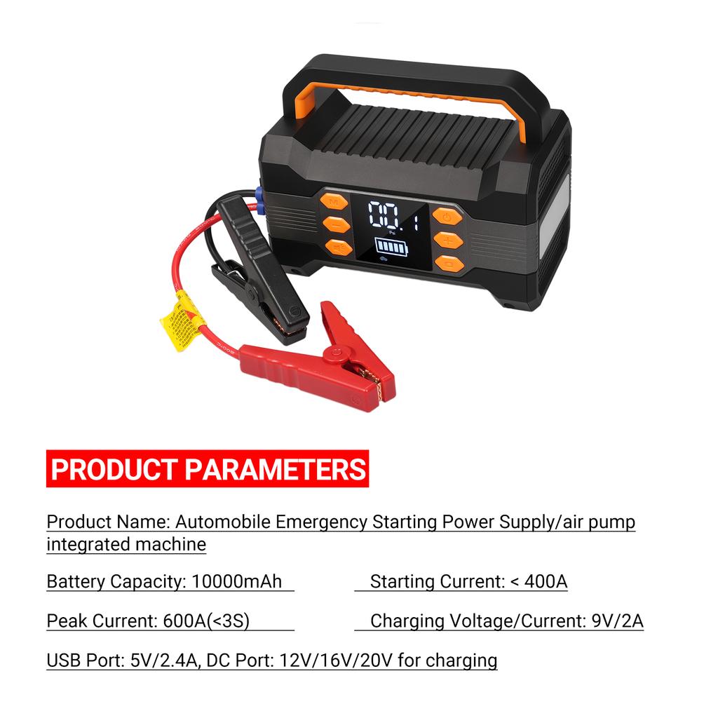 DN20 Automobile Emergency Starting Power Supply Car Jump Starter,600A Peak Current 10000 MAh
