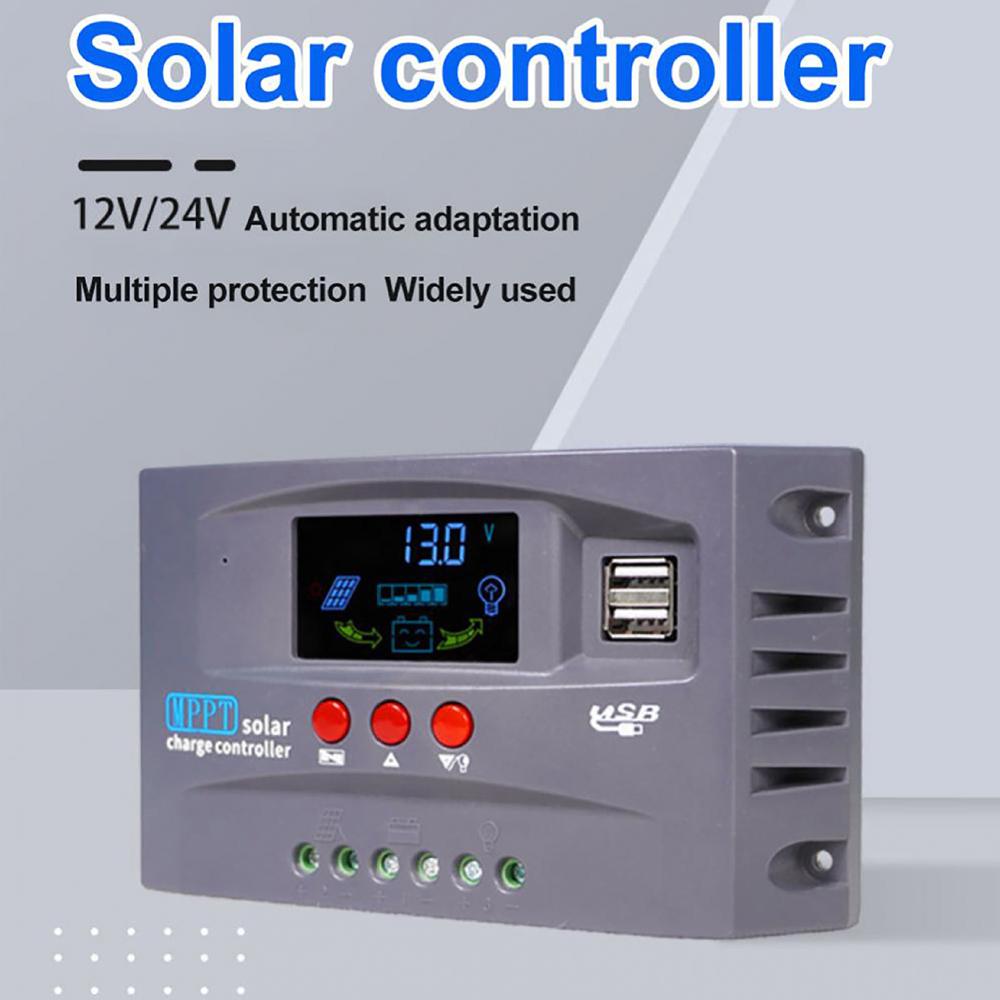 Controler solar 12V/24V cu identificare automată, încărcător solar, afișaj LCD, regulator solar