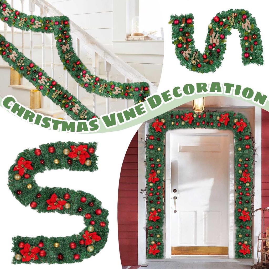 Christmas Decoration Rattan Door Hanging Encrypted Pines Cones Christmas Fireplace Staircase Christmas Number Decoration Pendant